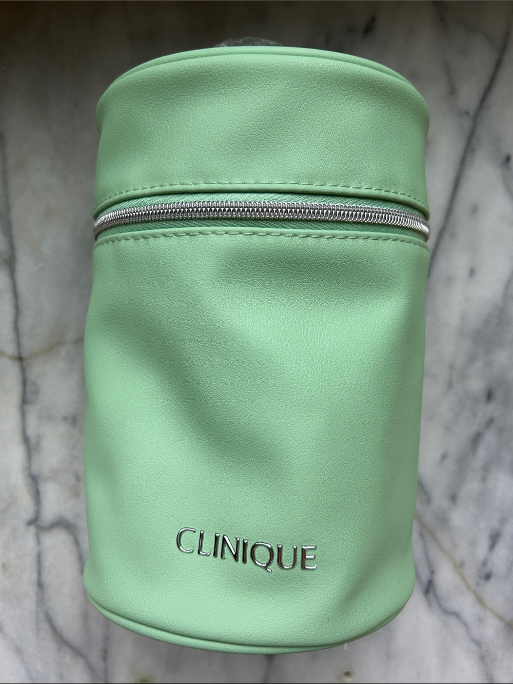 Clinique Pale Mint Green Round Cosmetic Case